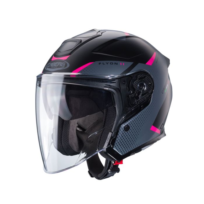Caberg Flyon 2 Caberg Flyon 2 Boss Matt Black/Grey/Fuchsia Helmet S/O - Front View