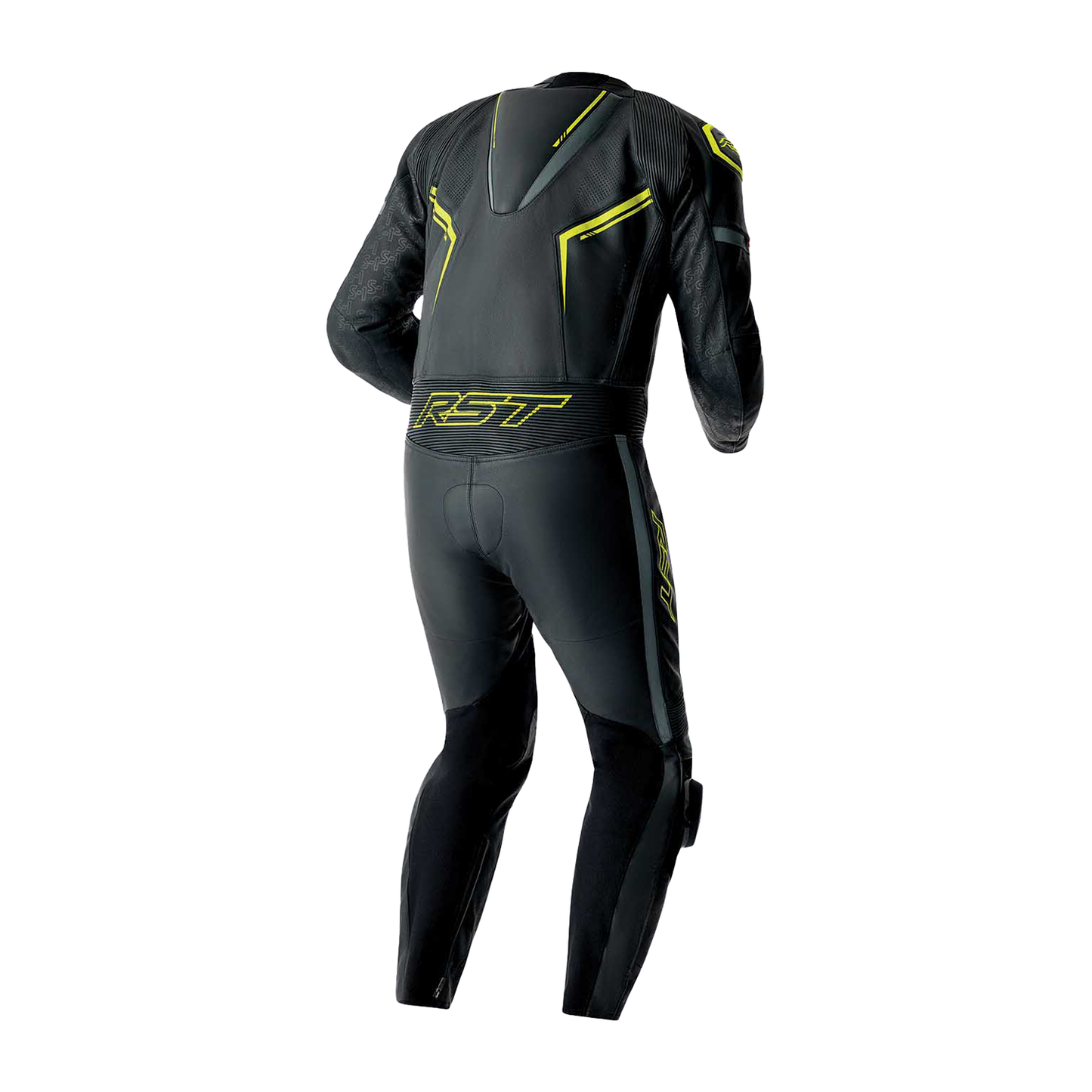 RST RST S1 D30 Leather Suit Black/Grey/Flo Yellow - Side View