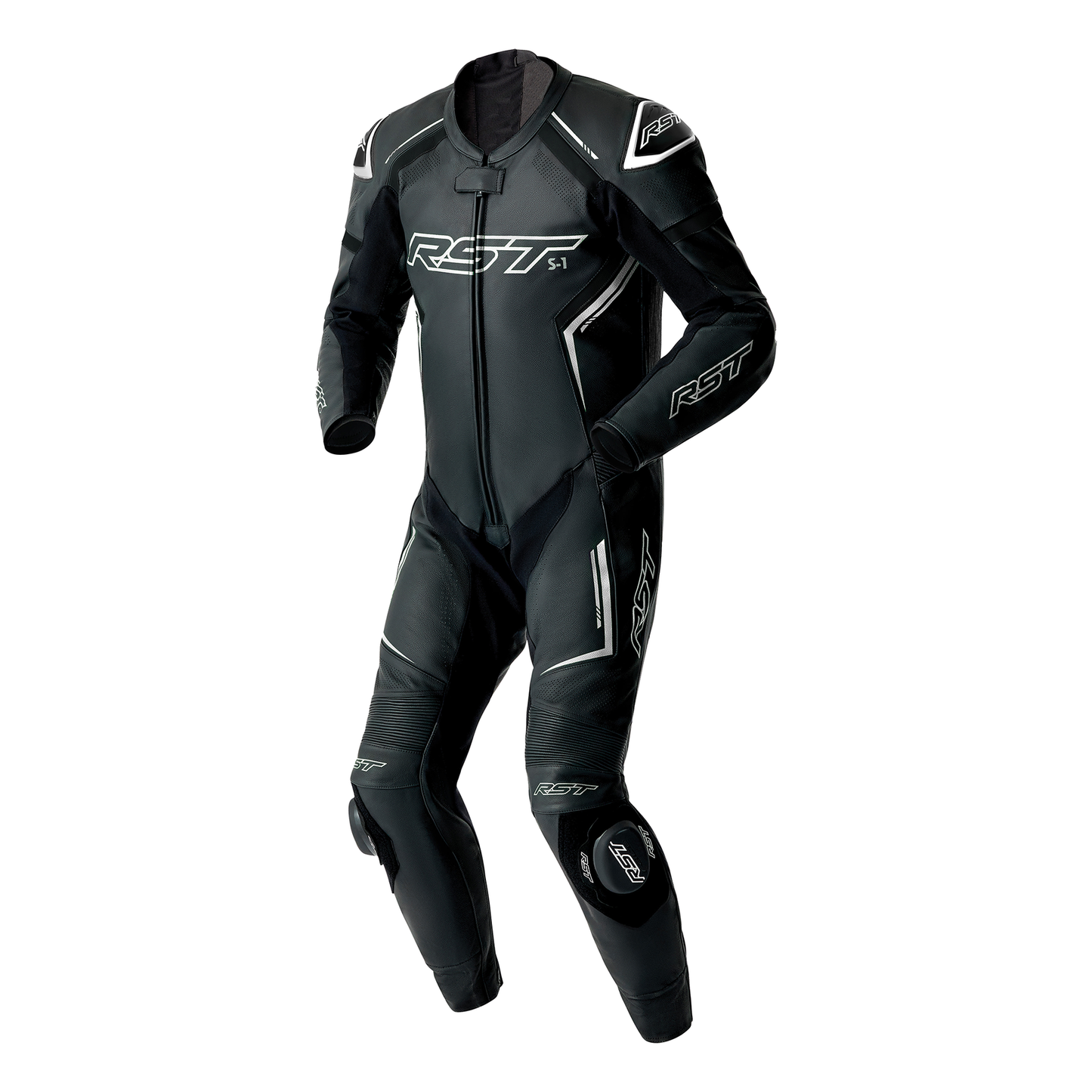 RST RST S1 D30 Leather Suit Black/White - Front View