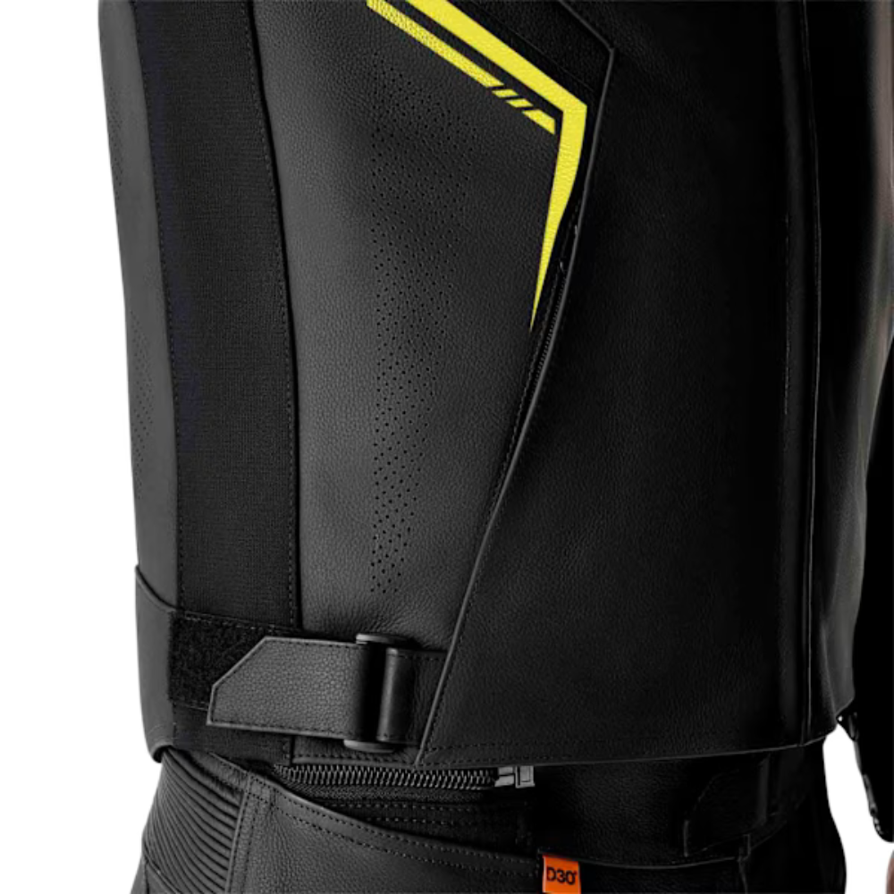 RST S1 D3O Men's Leather Jacket - Black / Grey / Flo Yellow