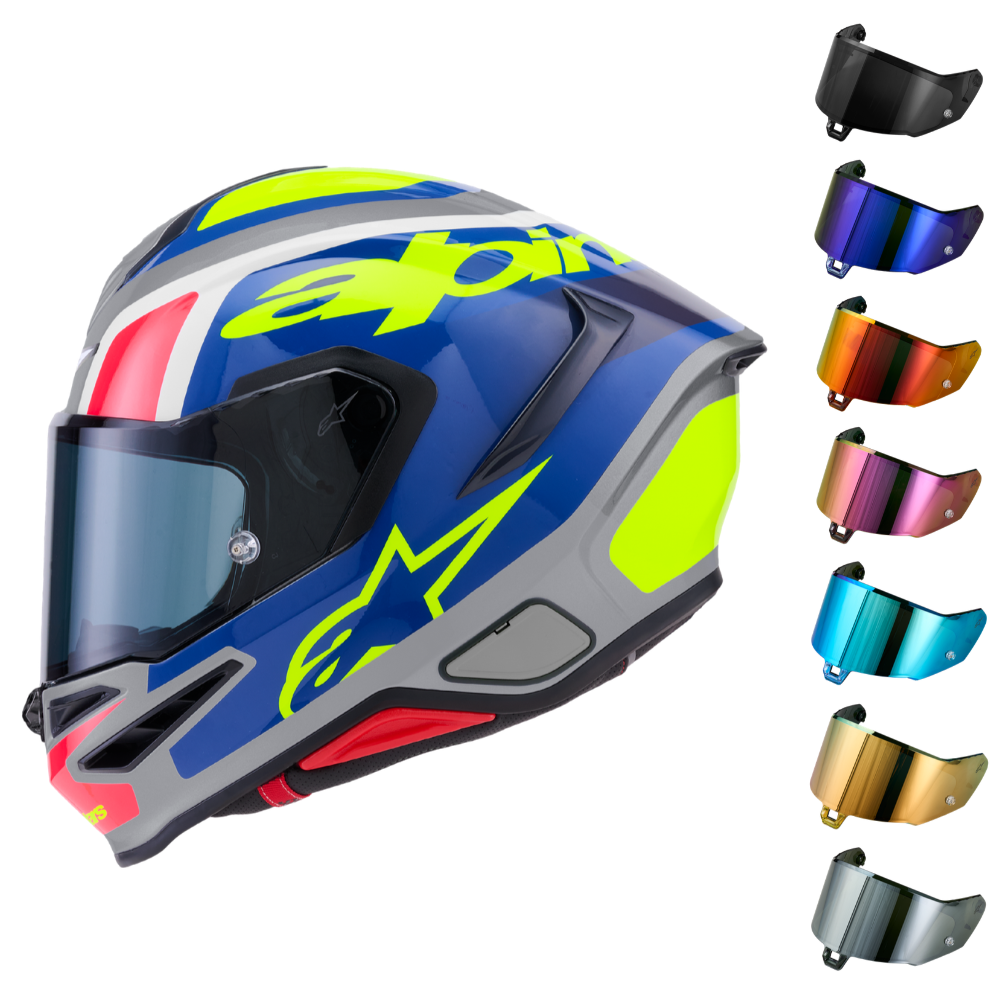 Alpinestars S-R7 Lumen Silver / Blue / Pink / Yellow Fluo Glossy Helmet