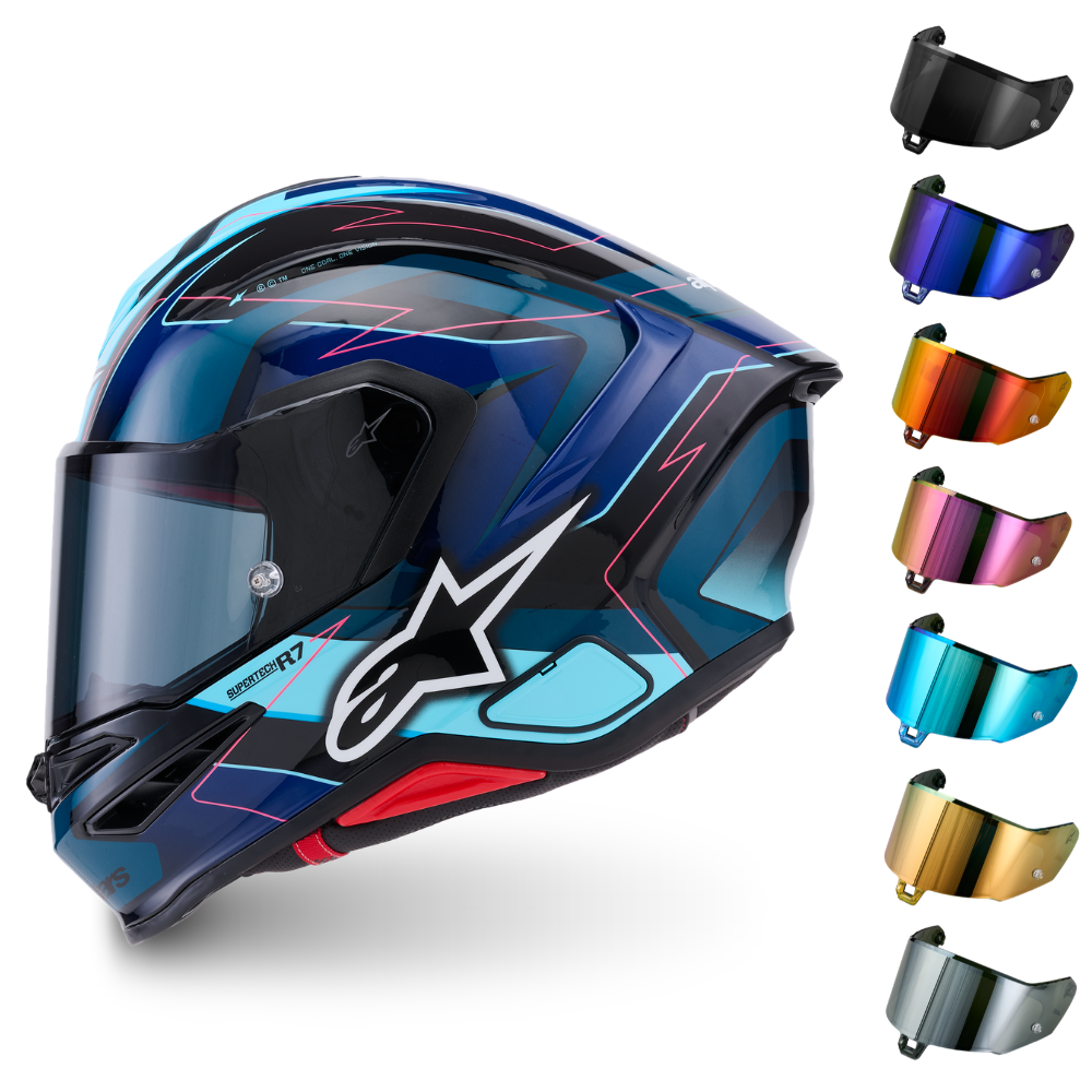 Alpinestars S-R7 Kinetis Gloss Black / Blue / Pink Fluo White Helmet