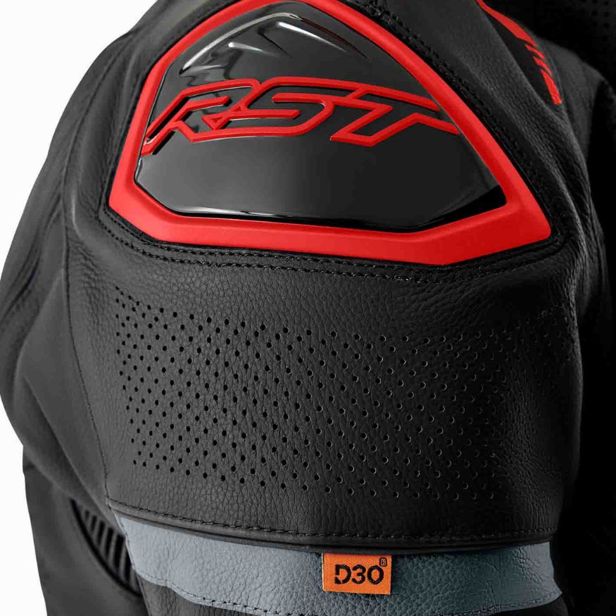 RST RST S1 D30 Men's Leather Jacket - Black / Grey / Red - Detail View