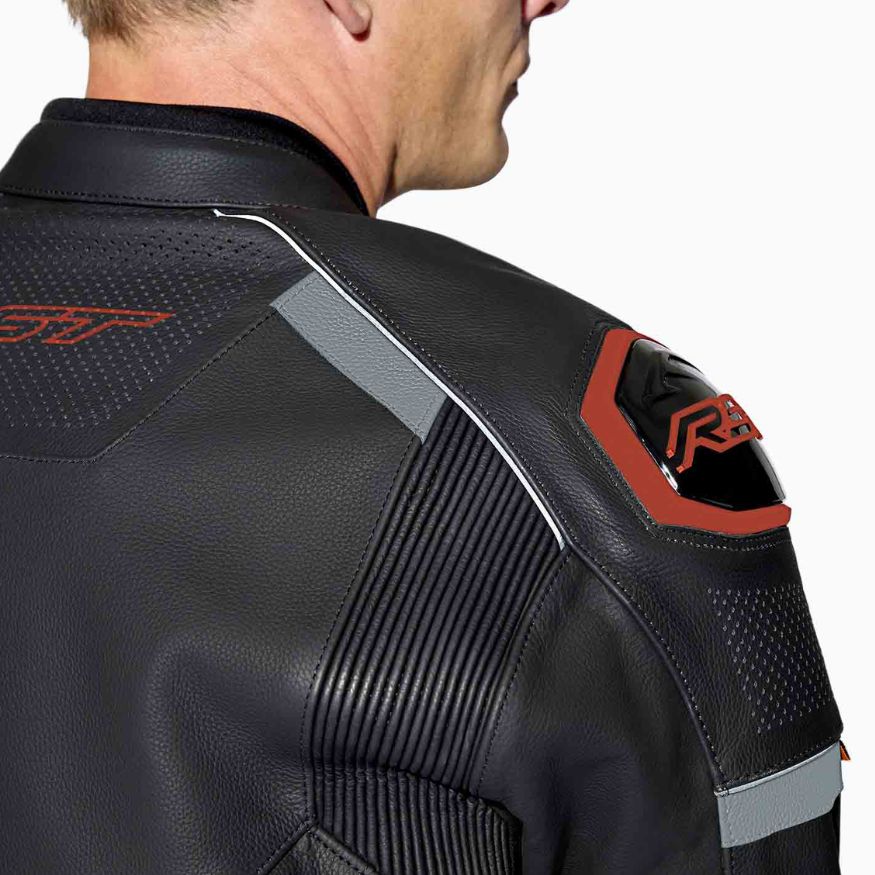 RST RST S1 D30 Men's Leather Jacket - Black / Grey / Red - Rear View