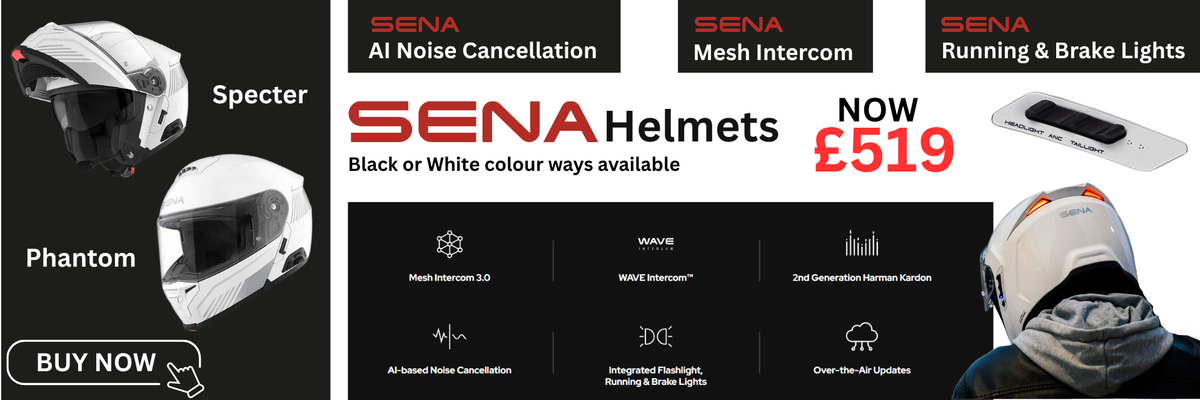 Sena helmets phantom and specter, noise cancellation and intergrated mesh coms kit