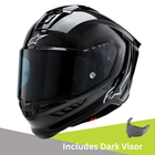Alpinestars Supertech R10 - Solid Matt and Gloss Black Carbon - Includes Tinted Visor