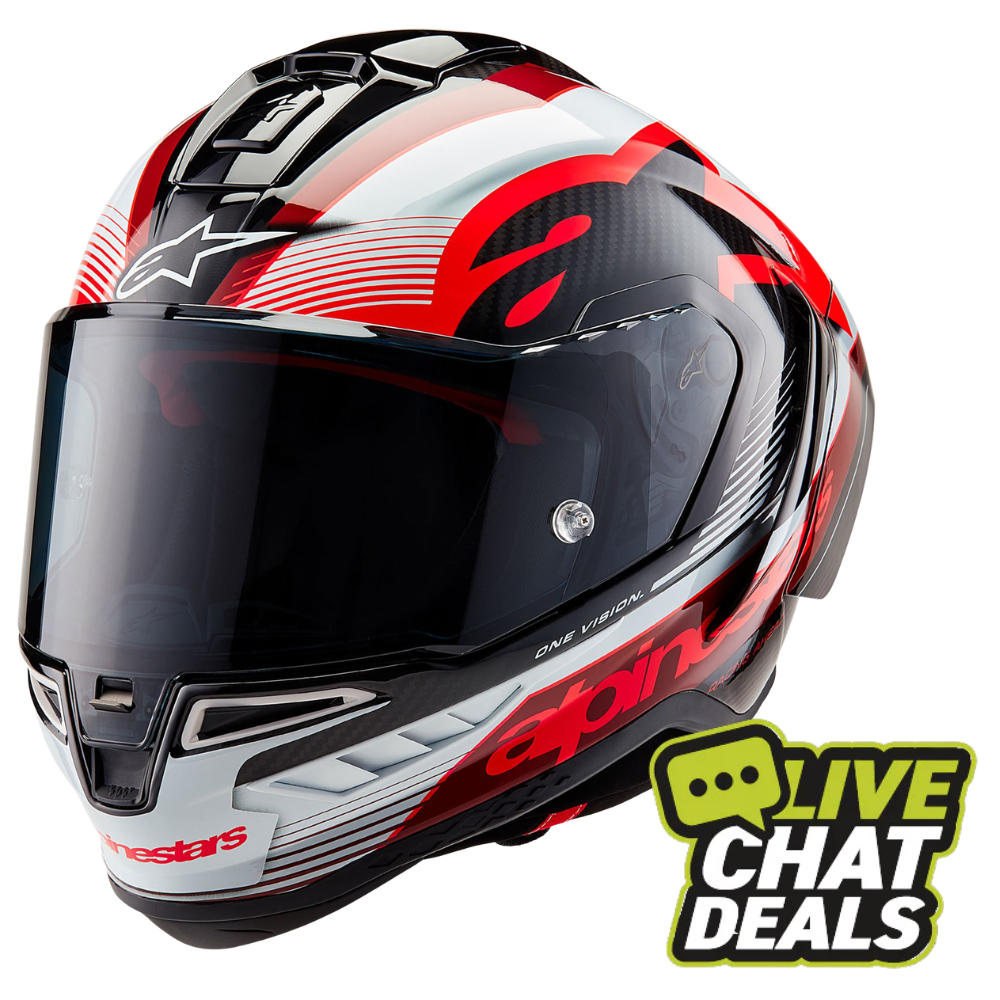 Alpinestars Supertech R10 - Team Black Carbon/Red/White Gloss - Includes Tinted Visor