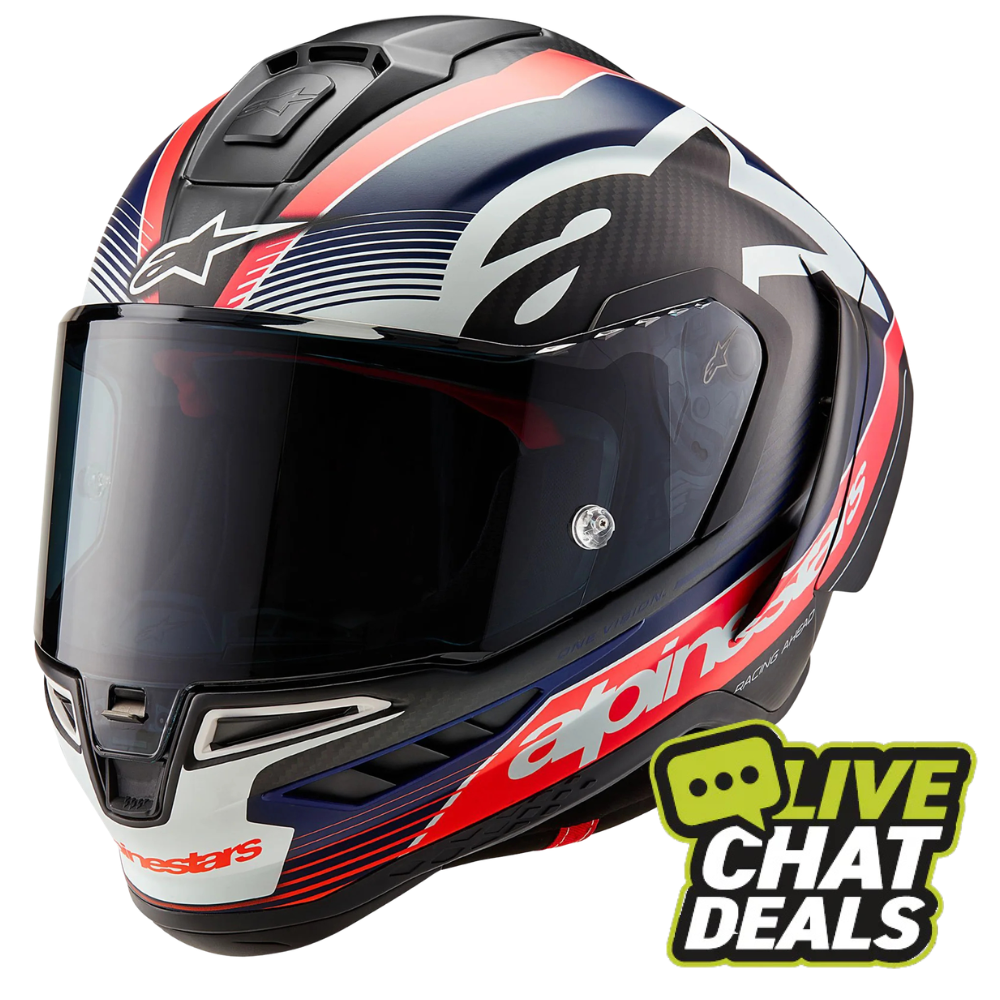 Alpinestars Supertech R10 - Team Black Carbon/Flo Red/Matt Blue - Includes Tinted Visor