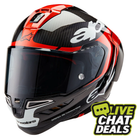 Alpinestars Supertech R10 - Element Black Carbon/Bright Red/White Gloss - Includes Tinted Visor