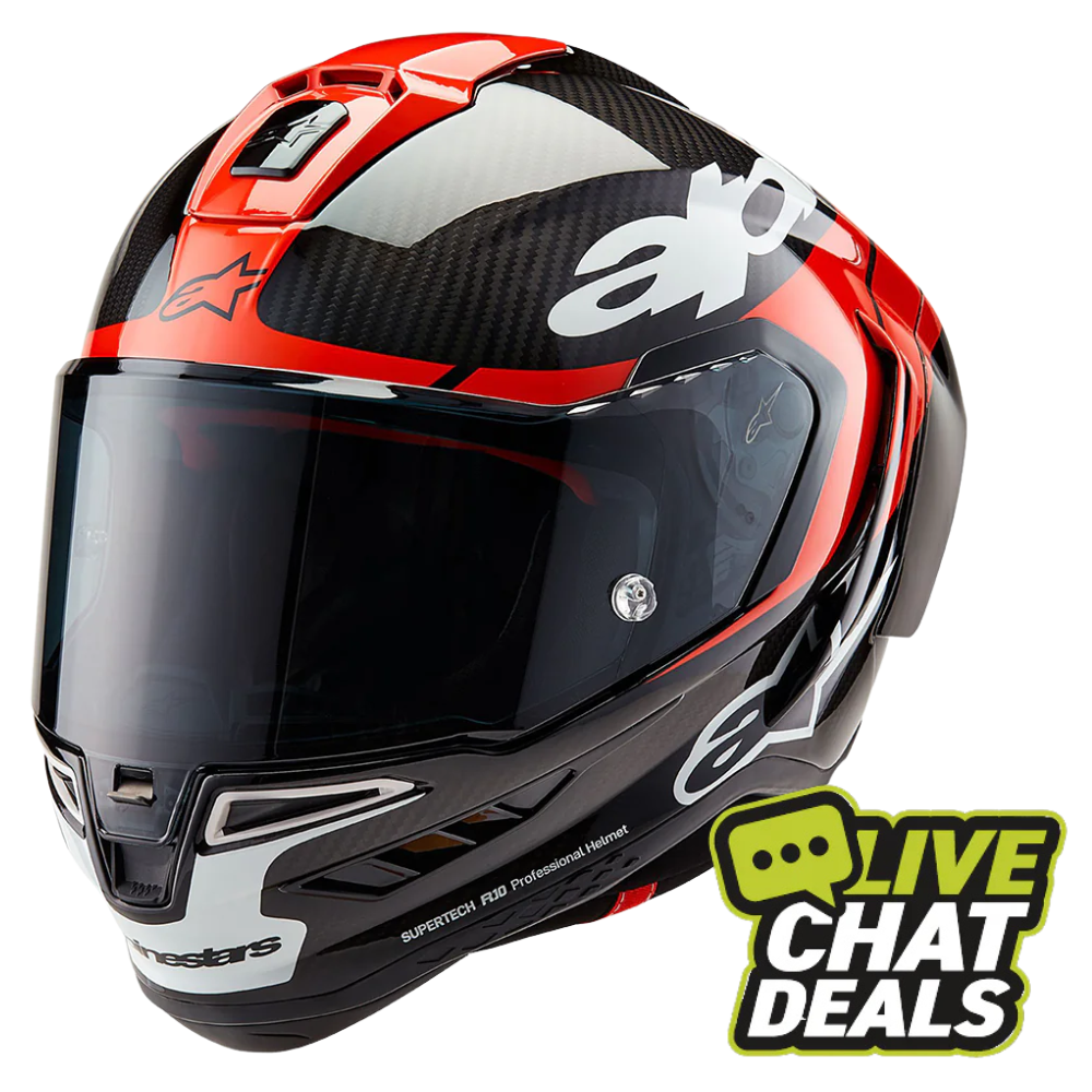 Alpinestars Supertech R10 - Element Black Carbon/Bright Red/White Gloss - Includes Tinted Visor