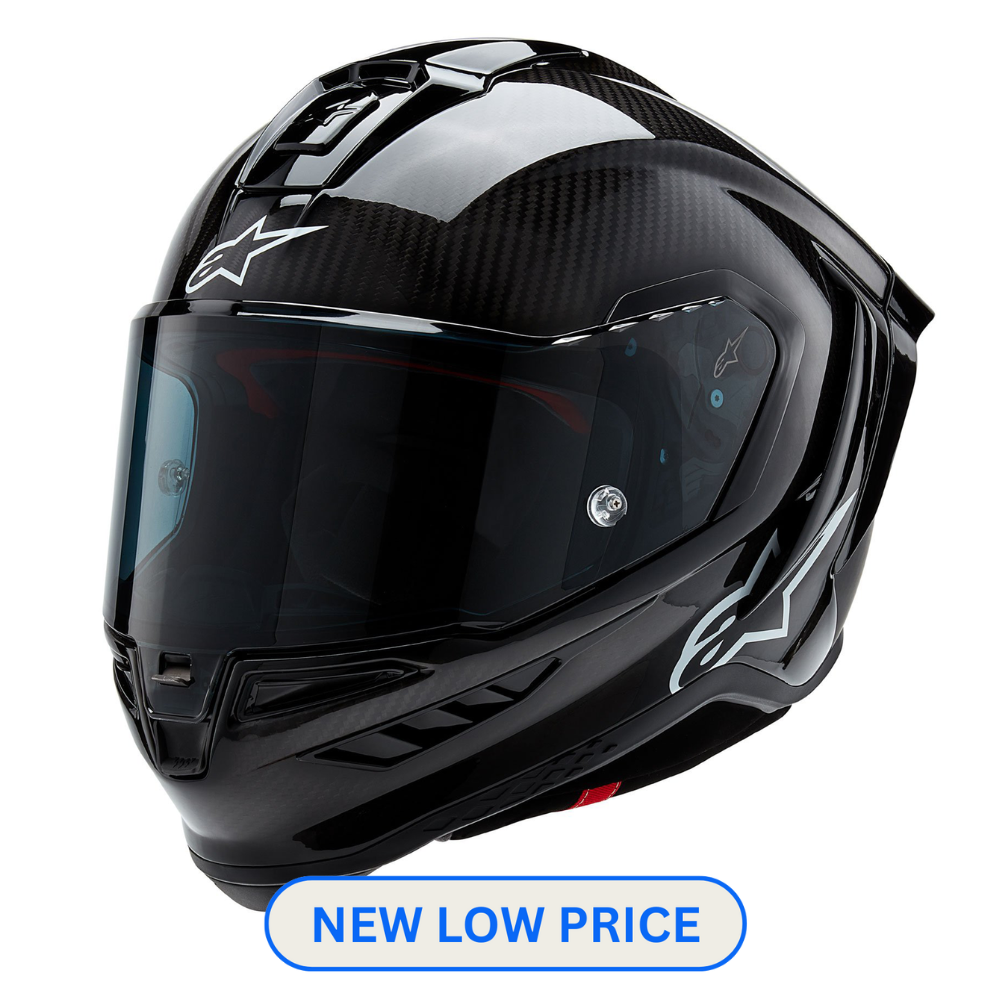 Alpinestars Alpinestars Supertech R10 - Solid Matt and Gloss Black Carbon - Includes Tinted Visor - Front View