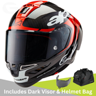 Alpinestars Supertech R10 - Element Black Carbon/Bright Red/White Gloss - Includes Tinted Visor