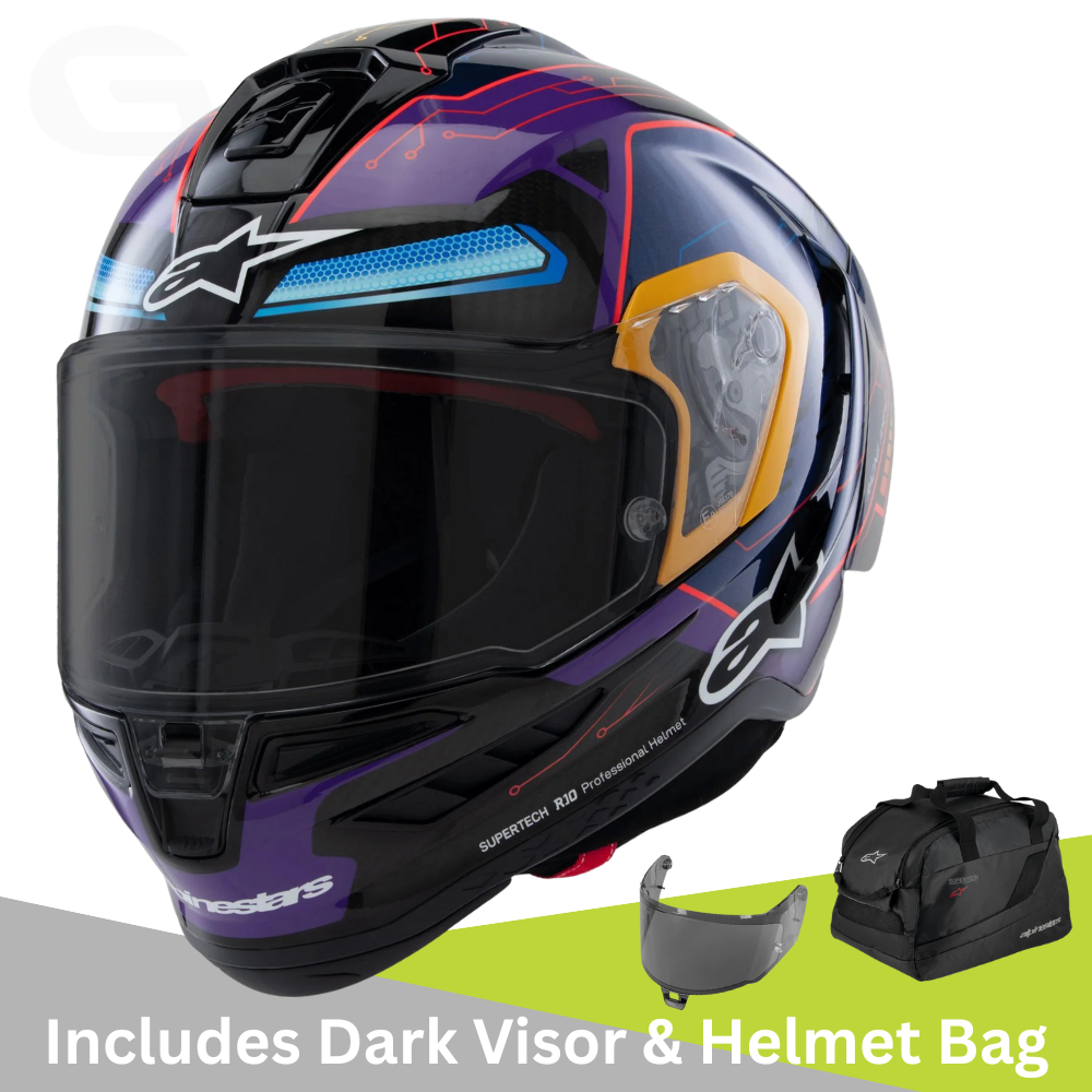 Alpinestars Alpinestars Supertech R10 Martinator R01 Blue Purple Red Gloss - Front View