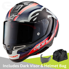 Alpinestars Supertech R10 - Team Black Carbon/Flo Red/Matt Blue - Includes Tinted Visor