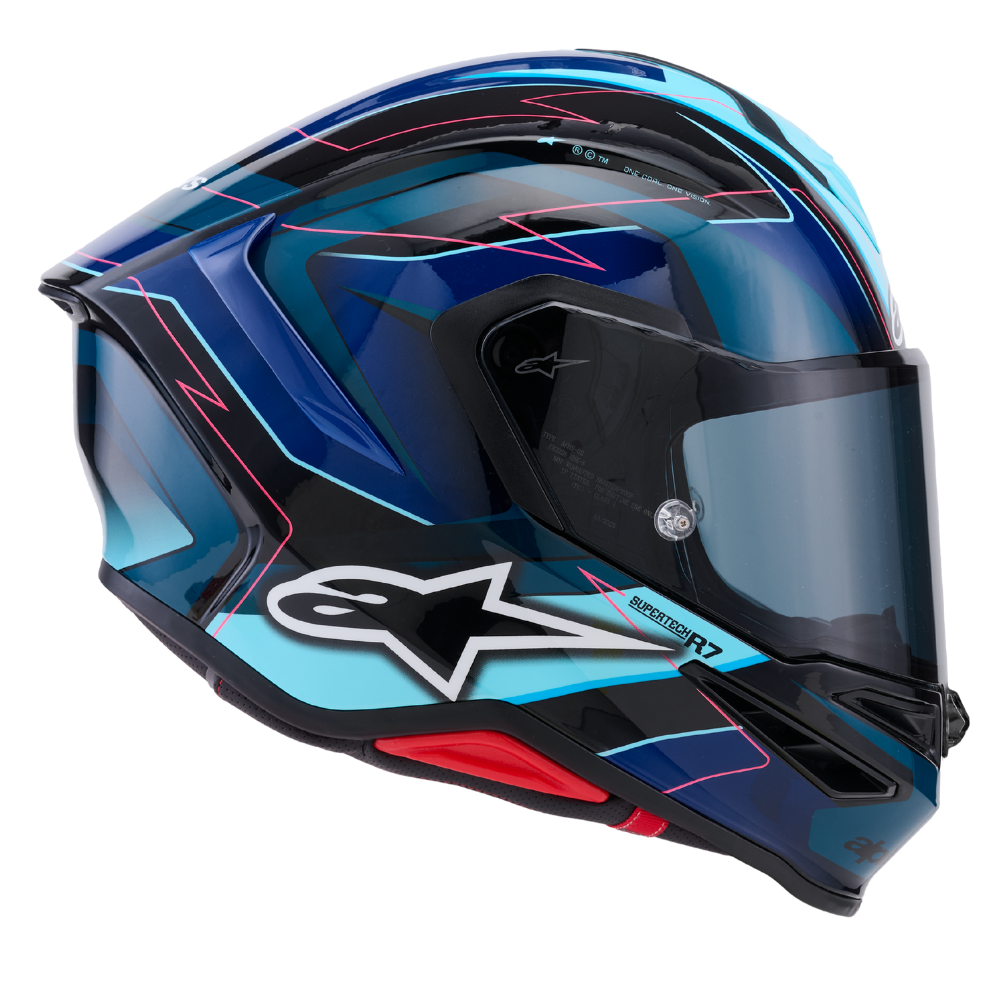 Alpinestars Supertech R7 Kinetis Gloss Black / Blue / Fluo Pink / White