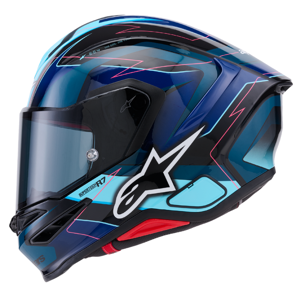Alpinestars Supertech R7 Kinetis Gloss Black / Blue / Fluo Pink / White
