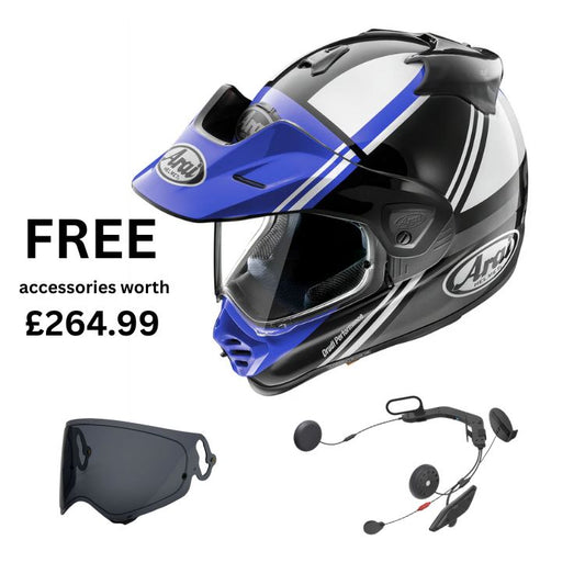 Arai Tour-X5 Cosmic - Blue  & Free Dark Visor - Free Dark Visor & Intercom