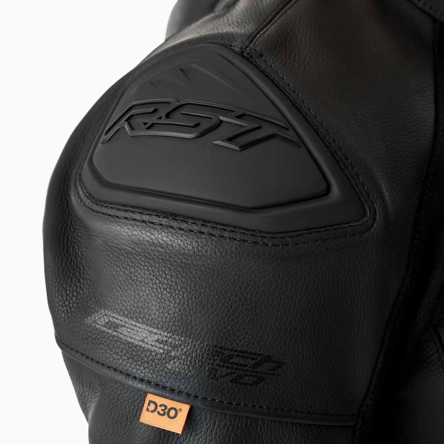 RST RST TRACTECH EVO D30 LEATHER JACKET - BLACK / BLACK - Rear View