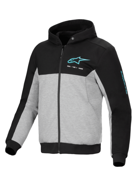 Alpinestars Chrome V2 Sport Hoodie   Black Grey Heather Turquoise