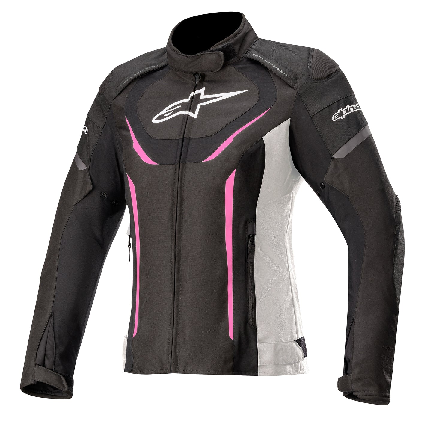 Alpinestars Alpinestars Stella T-Jaws v3 Waterproof Jacket Black White & Fuchsia - Front View