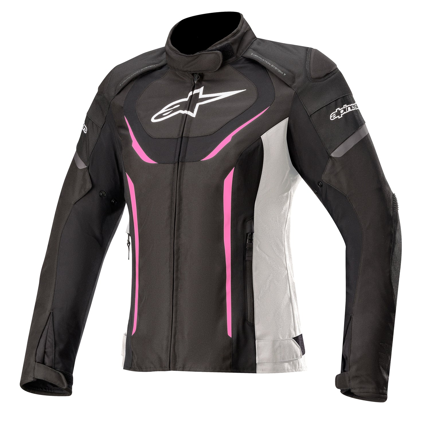 Alpinestars Alpinestars Stella T-Jaws v3 Waterproof Jacket Black White & Fuchsia - Front View