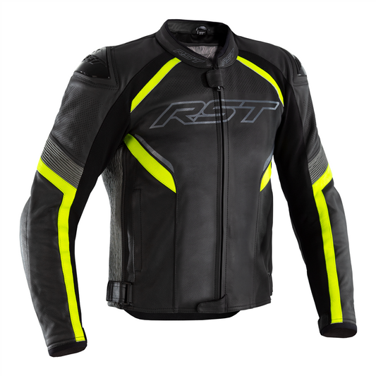 RST Sabre Leather Jacket - Flo Yellow