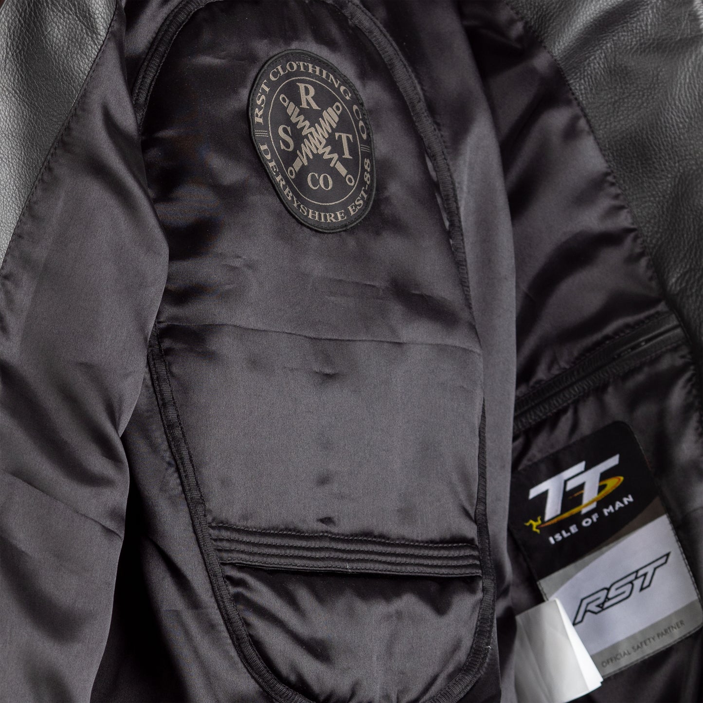 RST Isle of Man TT Brandish Mens Leather Jacket - Black (2375)