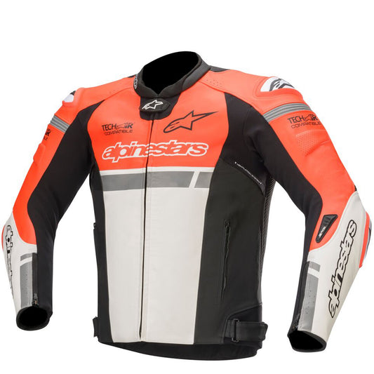 Alpinestars Missile Ignition Leather Jacket Tech-Air Compatible - Red Fluo/Whi/Blk