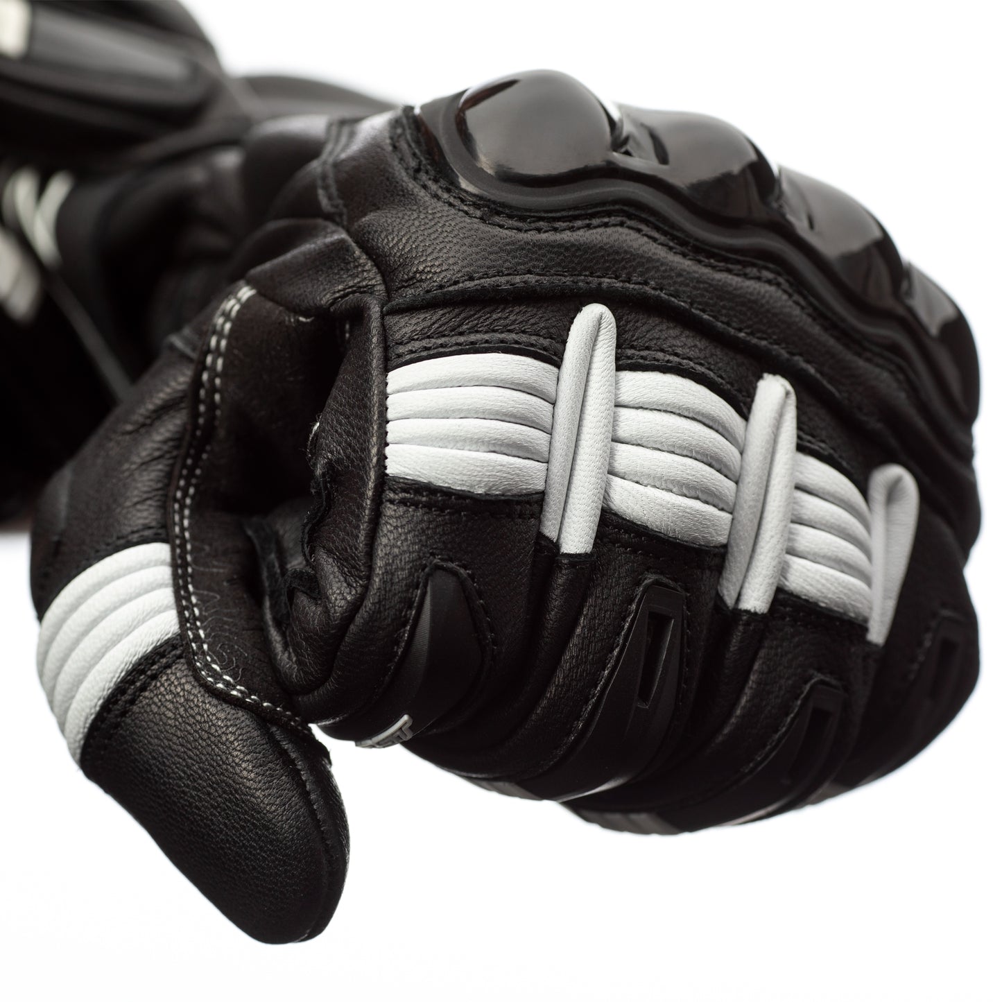 RST Pilot Leather Riding Gloves - CE APPROVED - Black/White