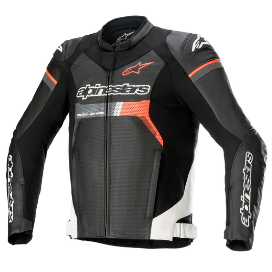 Alpinestars GP Force Airflow Leather Jacket - Black/White/Flo Red