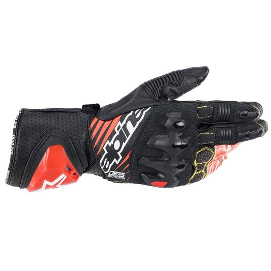 Alpinestars GP Tech V2 Gloves - Black/White/Red Flo