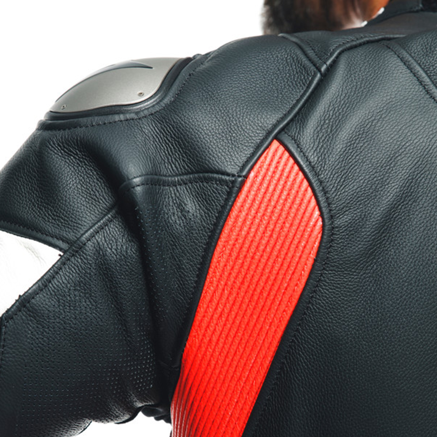 Dainese Tosa 1 Piece Leather Suit Perf. - Black/Flo Red/White