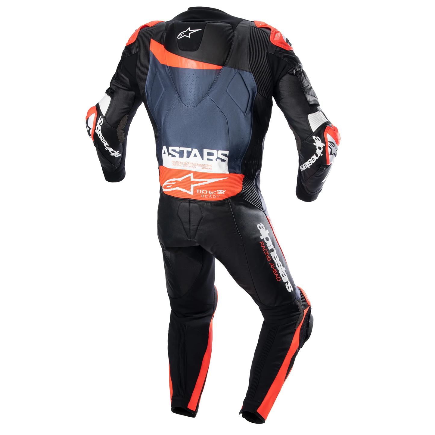 Alpinestars GP Plus V4 1 Piece Leather Suit - Black/Flo Red/Dark Blue