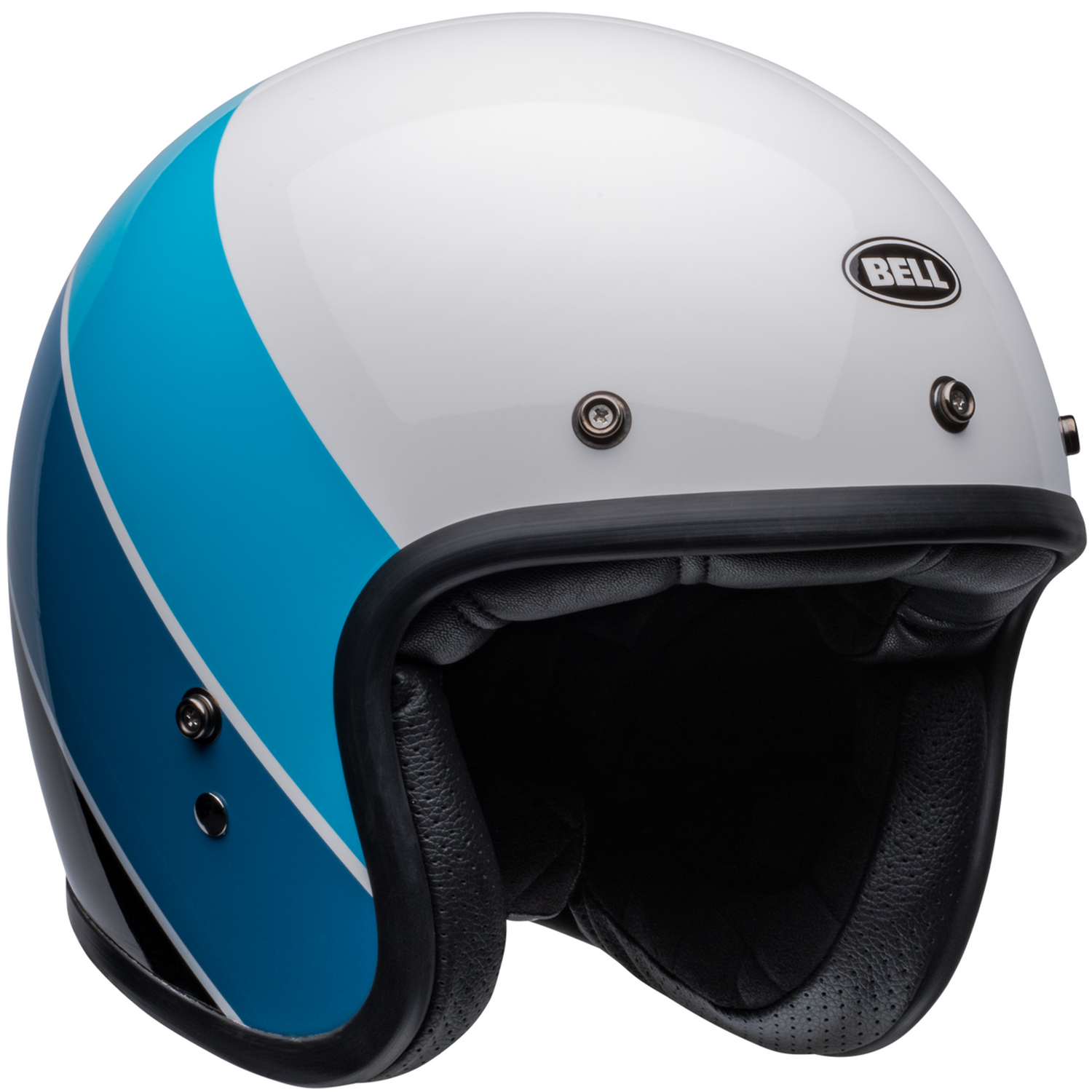 bell helmet custom 500 visor Bell Custom 500 Riff Gloss White/Blue Motorcycle Helmet – Gear Change Online