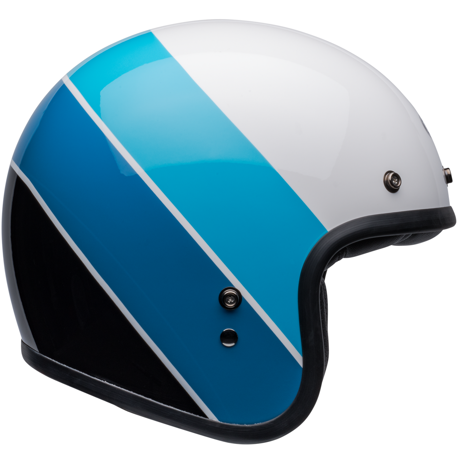 custom blue motorcycle helmet Bell Custom 500 Riff Gloss White/Blue Motorcycle Helmet – Gear Change Online