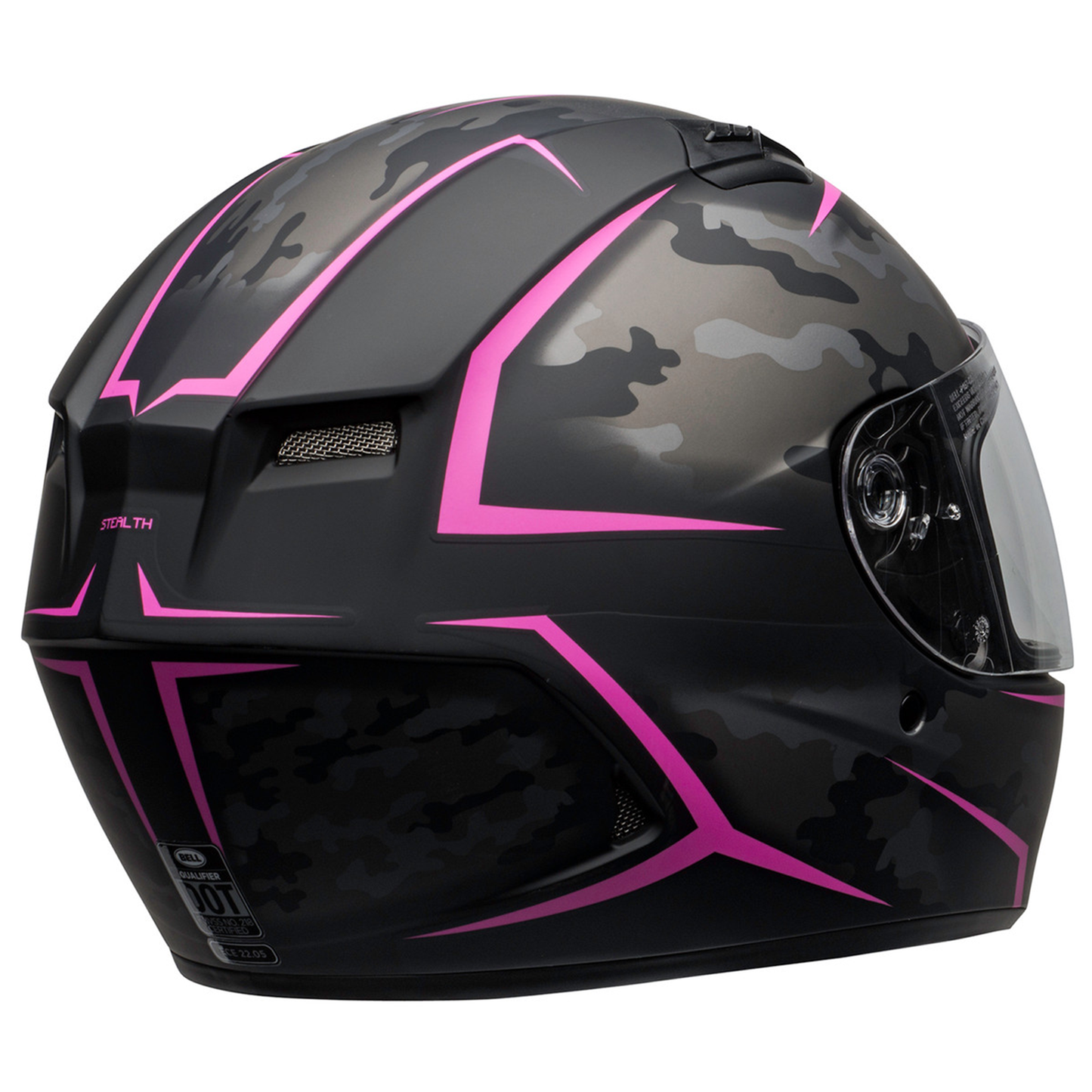Bell Qualifier - Stealth Camo Matt Black/ Pink - Free Dark Visor