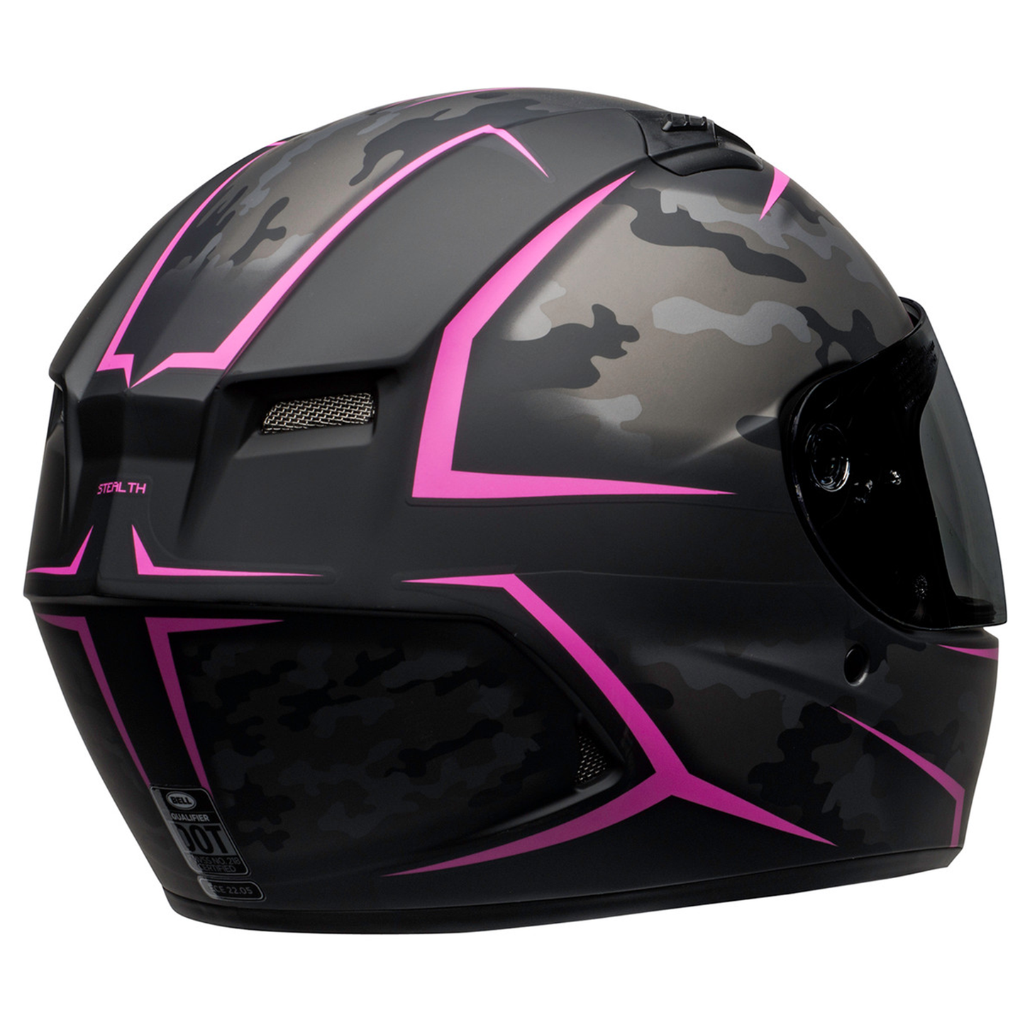 Bell Qualifier - Stealth Camo Matt Black/ Pink - Free Dark Visor