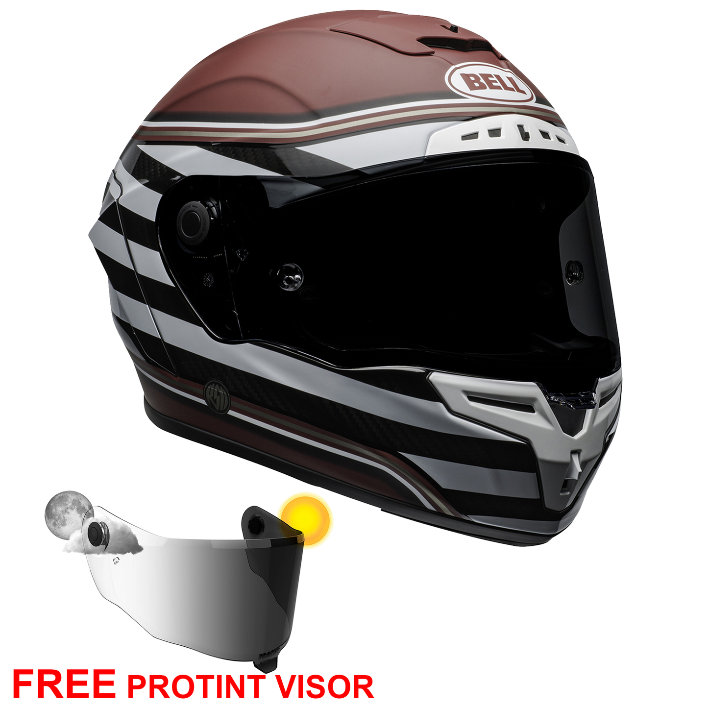 Bell Race Star Flex DLX - RSD The Zone M/G White/Candy Red - Includes Protint Visor