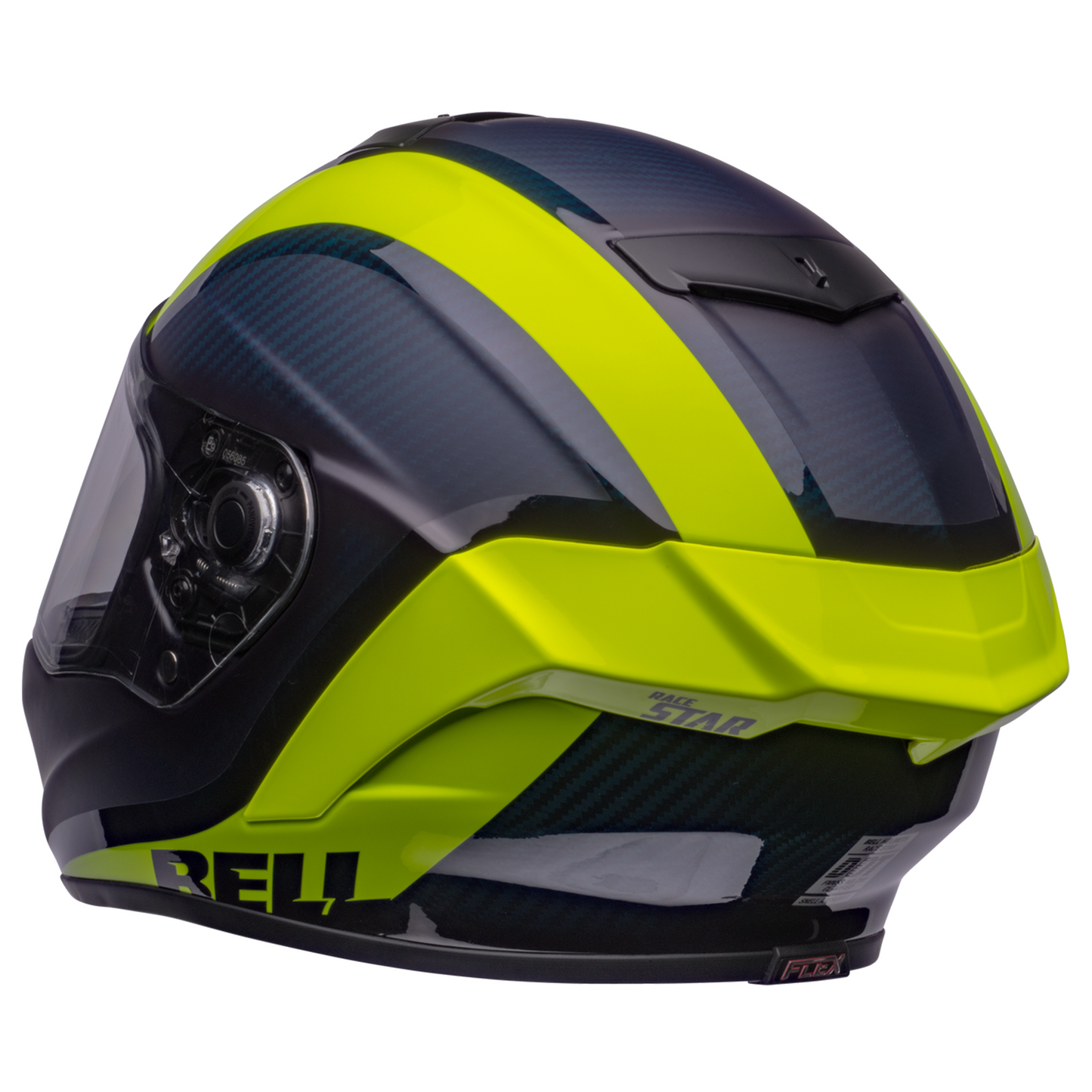 Bell Race Star Flex DLX - Tantrum 2 Matt/Gloss Dark Blue/Hi-Viz Yellow - Protint Visor