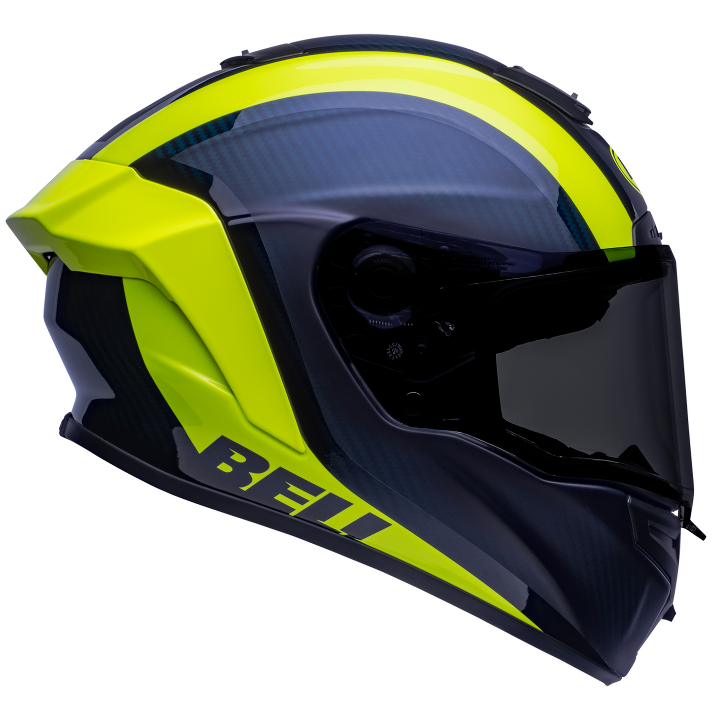 Bell Race Star Flex DLX - Tantrum 2 Matt/Gloss Dark Blue/Hi-Viz Yellow - Protint Visor