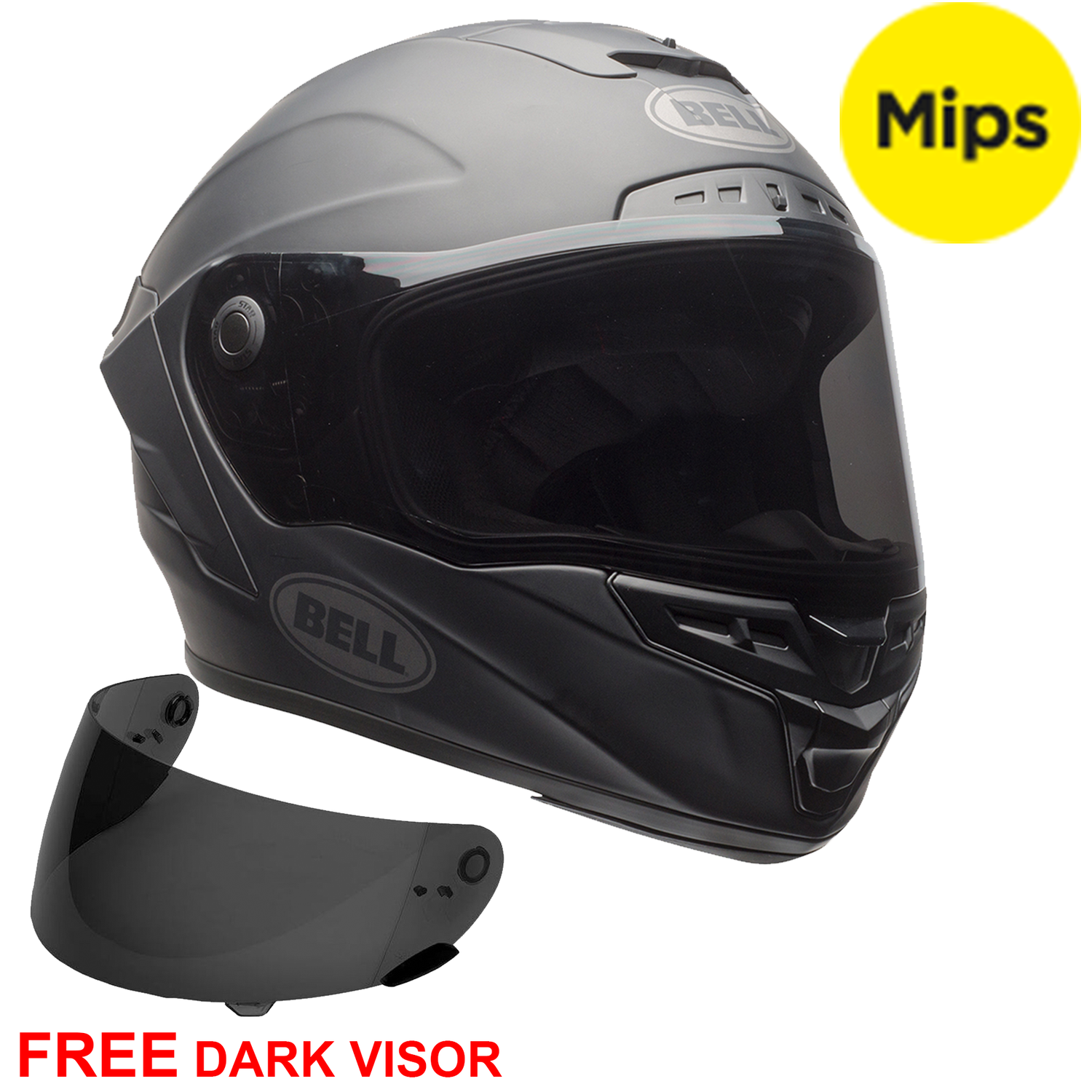 Bell Star DLX MIPS Matt Black Motorcycle Helmet Includes Dark