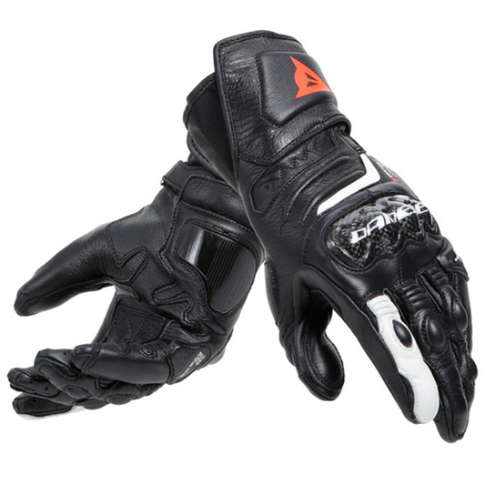 Dainese Carbon 4 Long Leather Ladies Gloves - Black/Black/White (948)