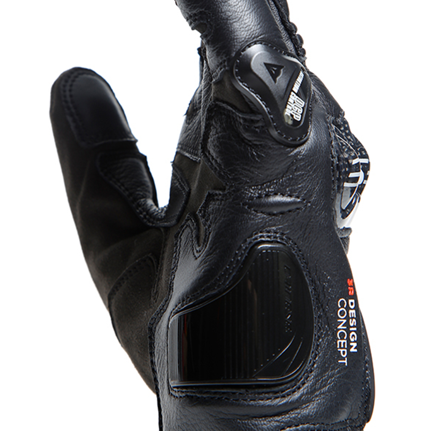 Dainese Carbon 4 Short Leather Gloves - Black/Flo Red