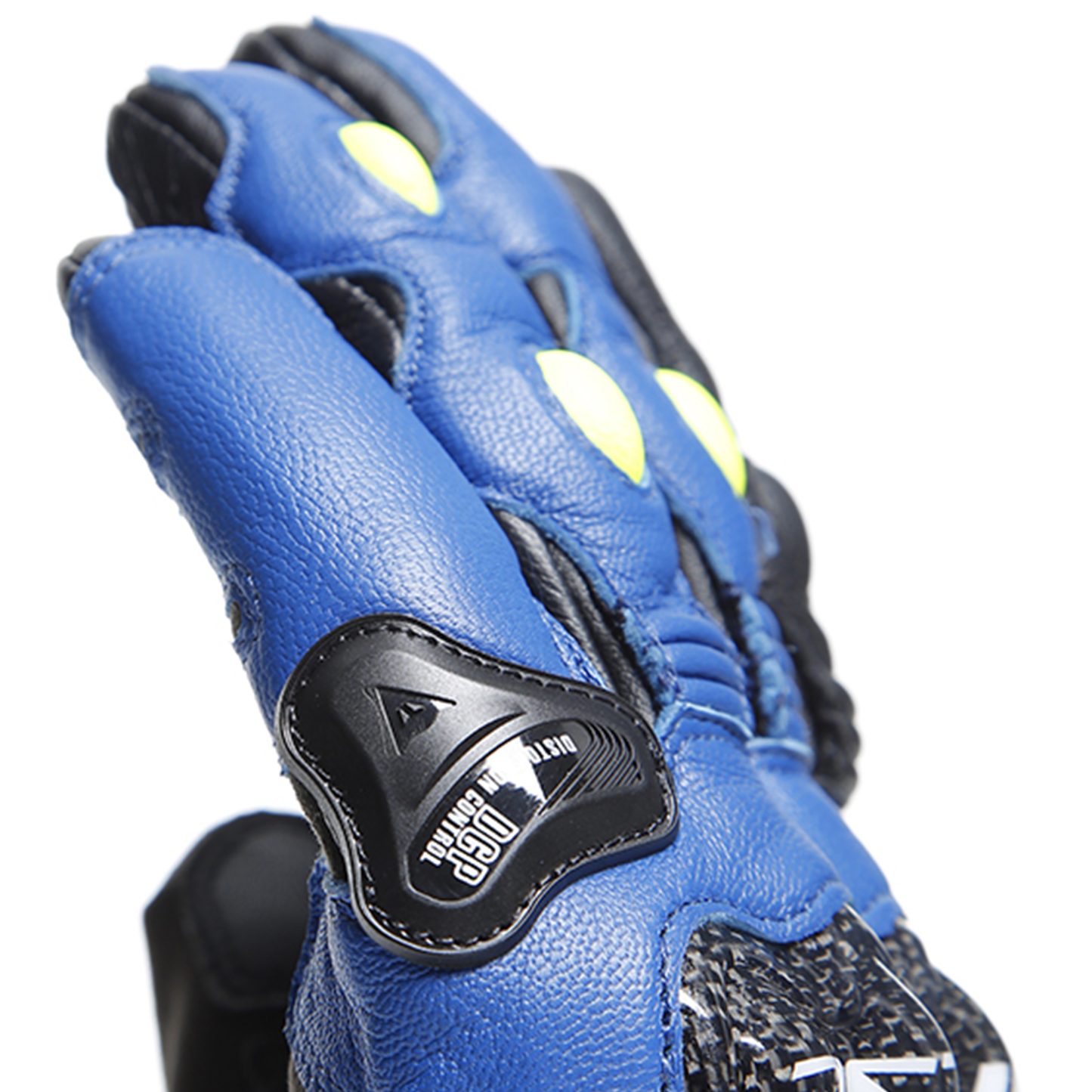 Dainese Carbon 4 Short Leather Gloves - Racing Blue/Black/Flo Yellow