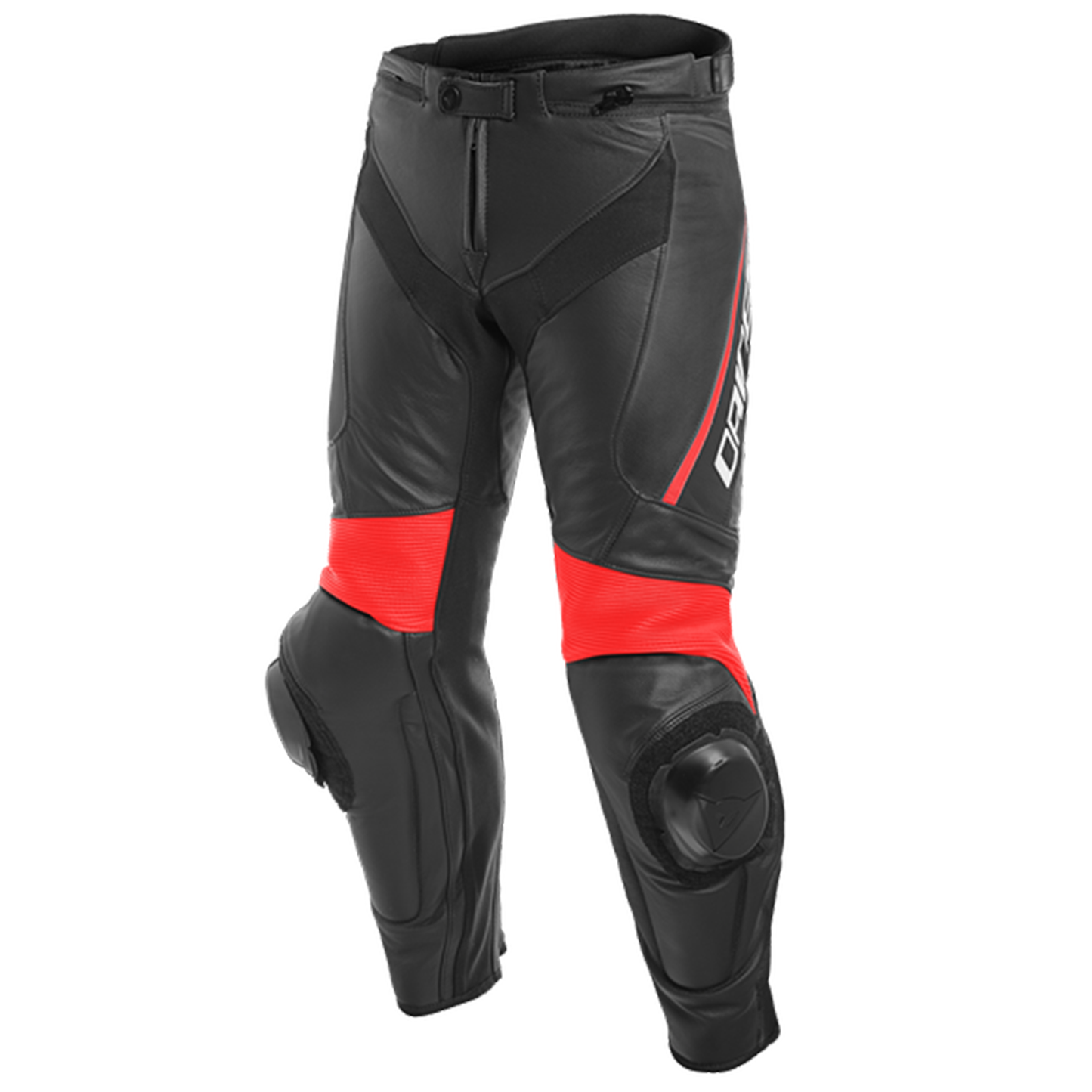 Dainese Delta 3 Leather Pants - Black/Red Flo
