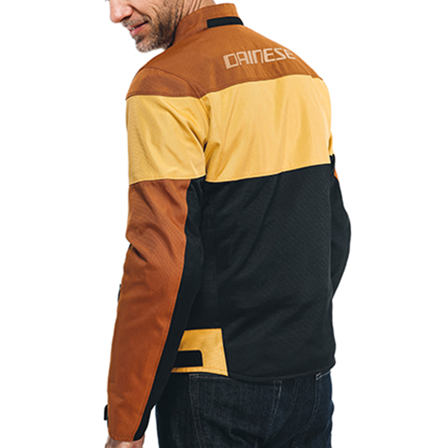 Dainese Elettrica Air Tex Jacket - Black/Leather Brown/Mineral Yellow