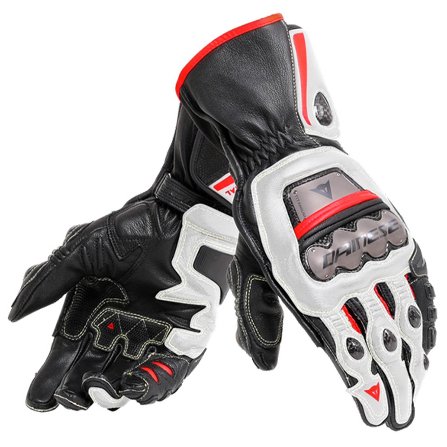 Dainese Full Metal 6 Gloves - Black/White/Lava Red (A66)