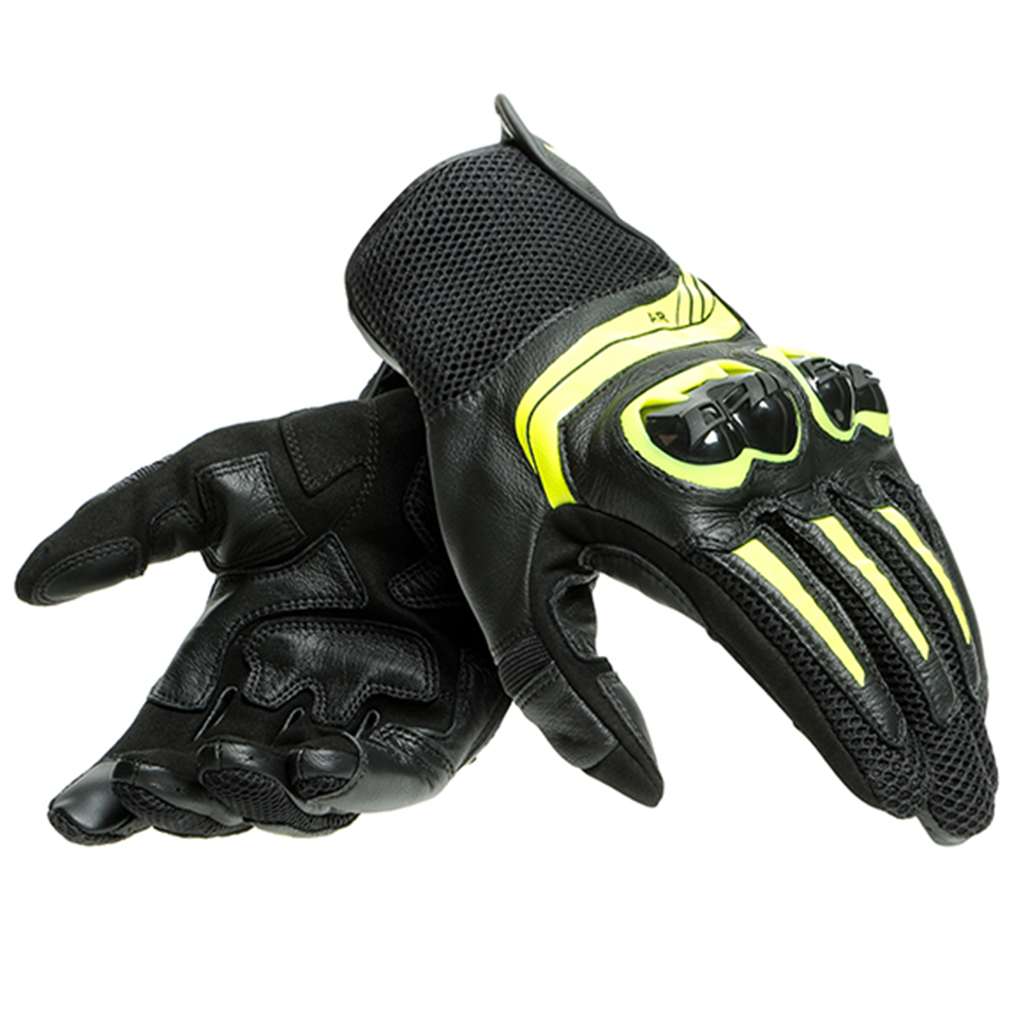 Dainese Mig 3 Leather Motorcycle Gloves - Black/Flo Yellow