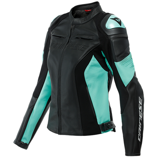 Dainese Racing 4 Lady Leather Jacket - Black/Aqua Green (26F)