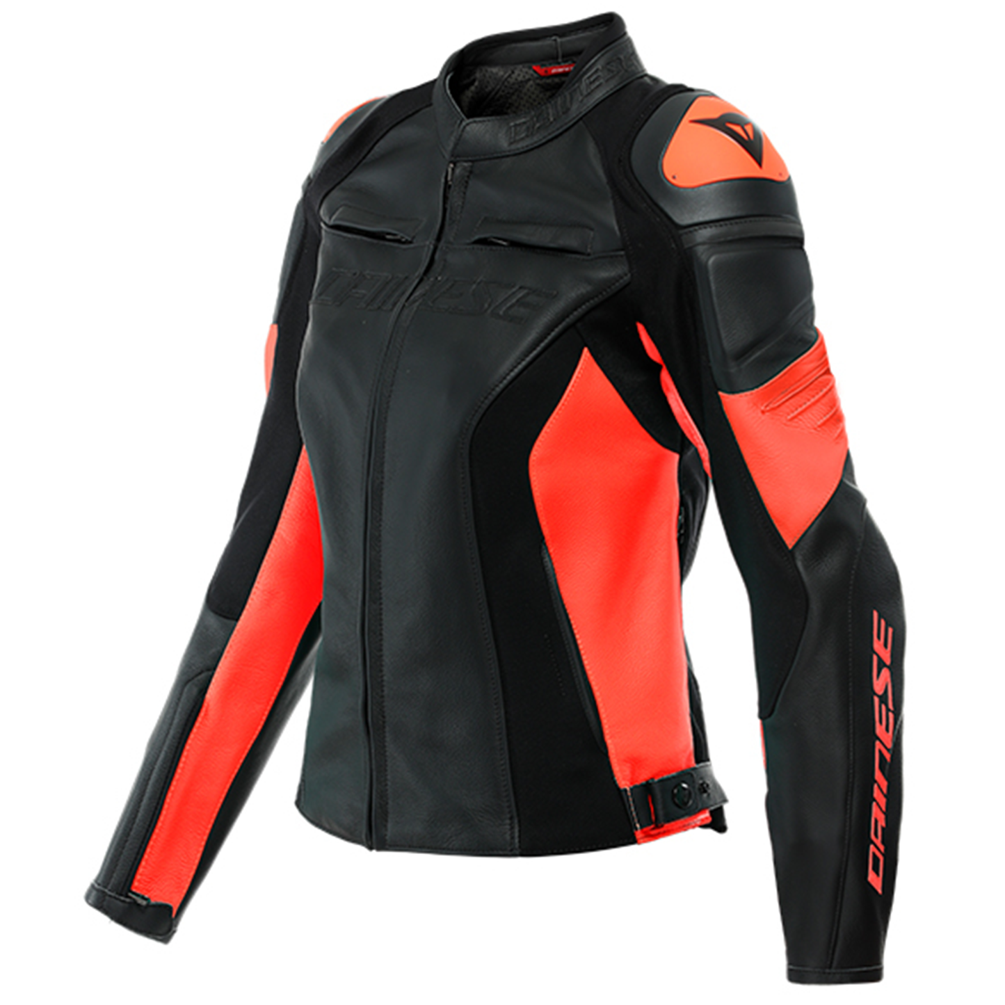 Dainese Racing 4 Lady Leather Jacket - Black/Flo Red (628)